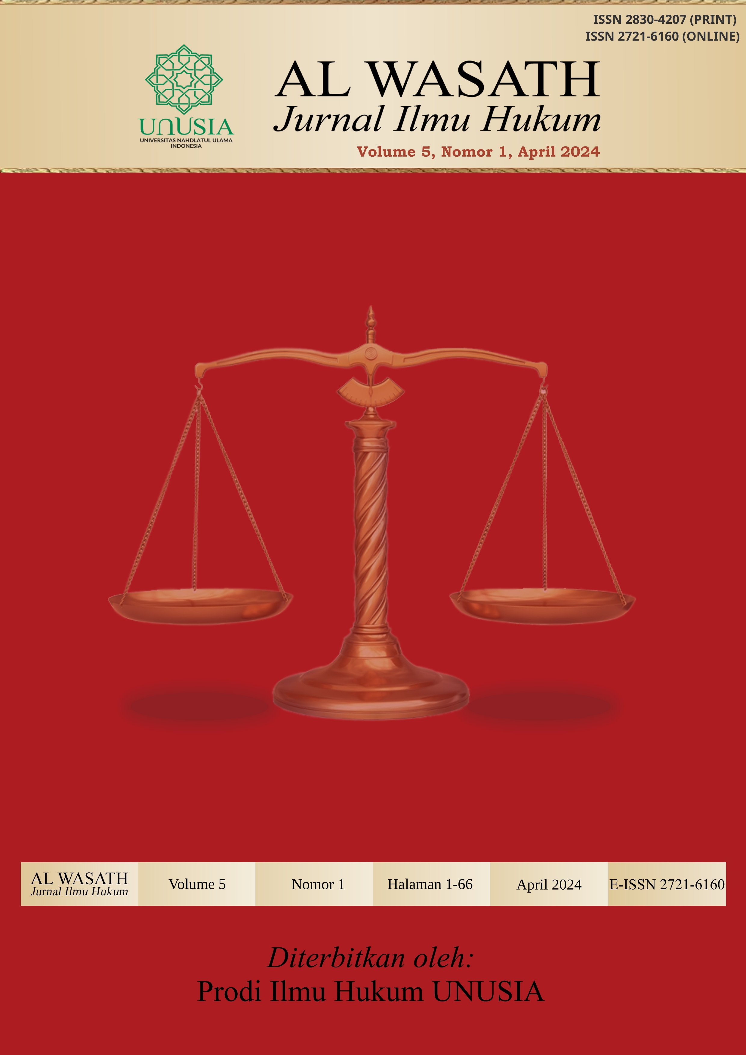 					View Vol. 7 No. 2 (2026): AL WASATH Jurnal Ilmu Hukum
				